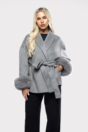 Blazer Aveludado com laço - Grisalho